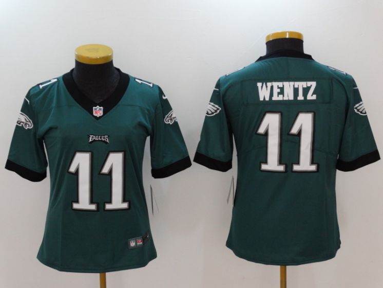 Women Philadelphia Eagles #11 Wentz Green Nike Vapor Untouchable Limited NFL Jerseys